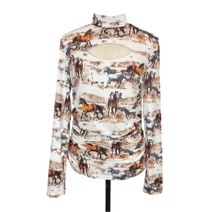 Horse motif cutout top